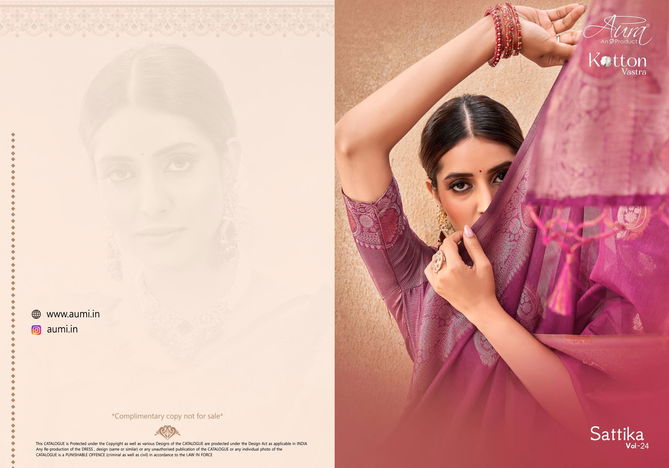 Sattika V 24 By Aura Kotton Vastra Party Wear Sarees Catalog